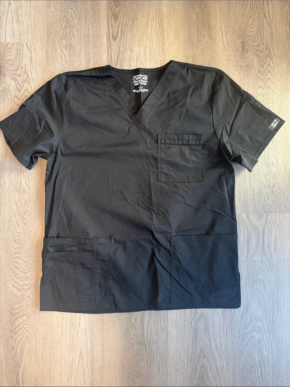 Cherokee Black V-Neck Short Sleeve Scrub Top